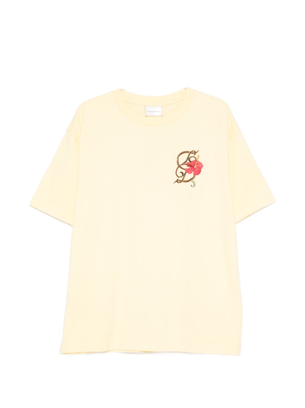 T-shirt D Hibiscus Brodée in giallo Drole de monsieur - uomo 