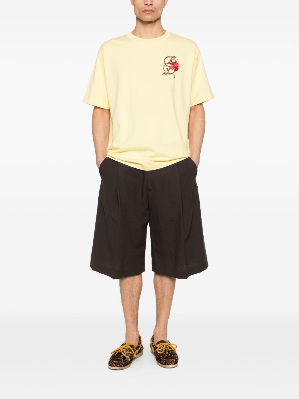 T-shirt D Hibiscus Brodée in giallo Drole de monsieur - uomo 