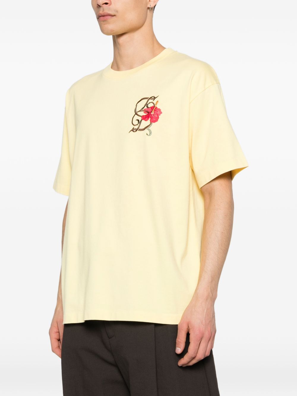 T-shirt D Hibiscus Brodée in giallo Drole de monsieur - uomo 