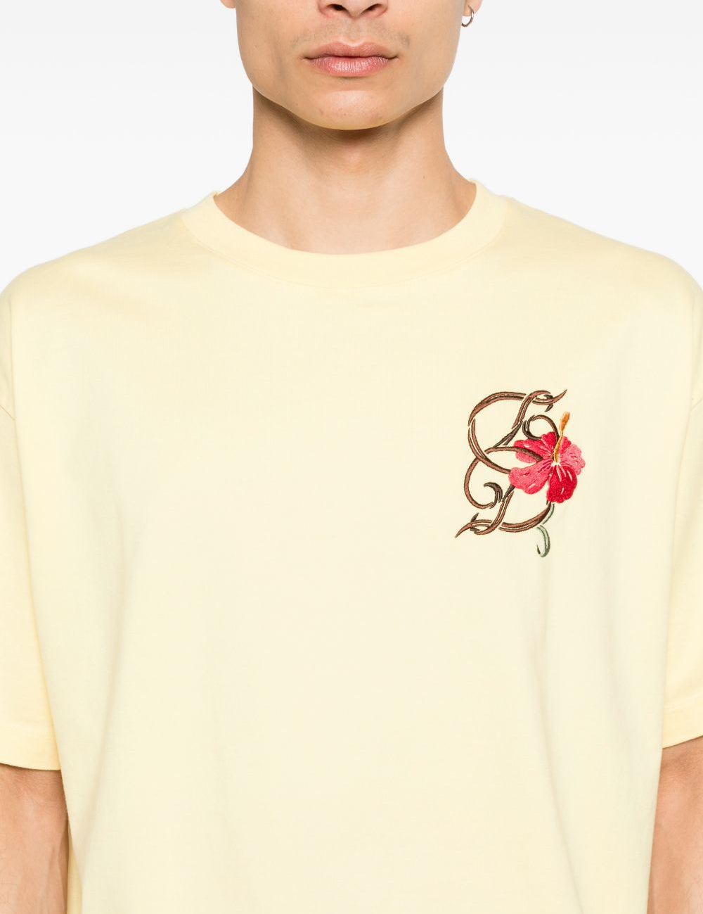 T-shirt D Hibiscus Brodée in giallo Drole de monsieur - uomo 