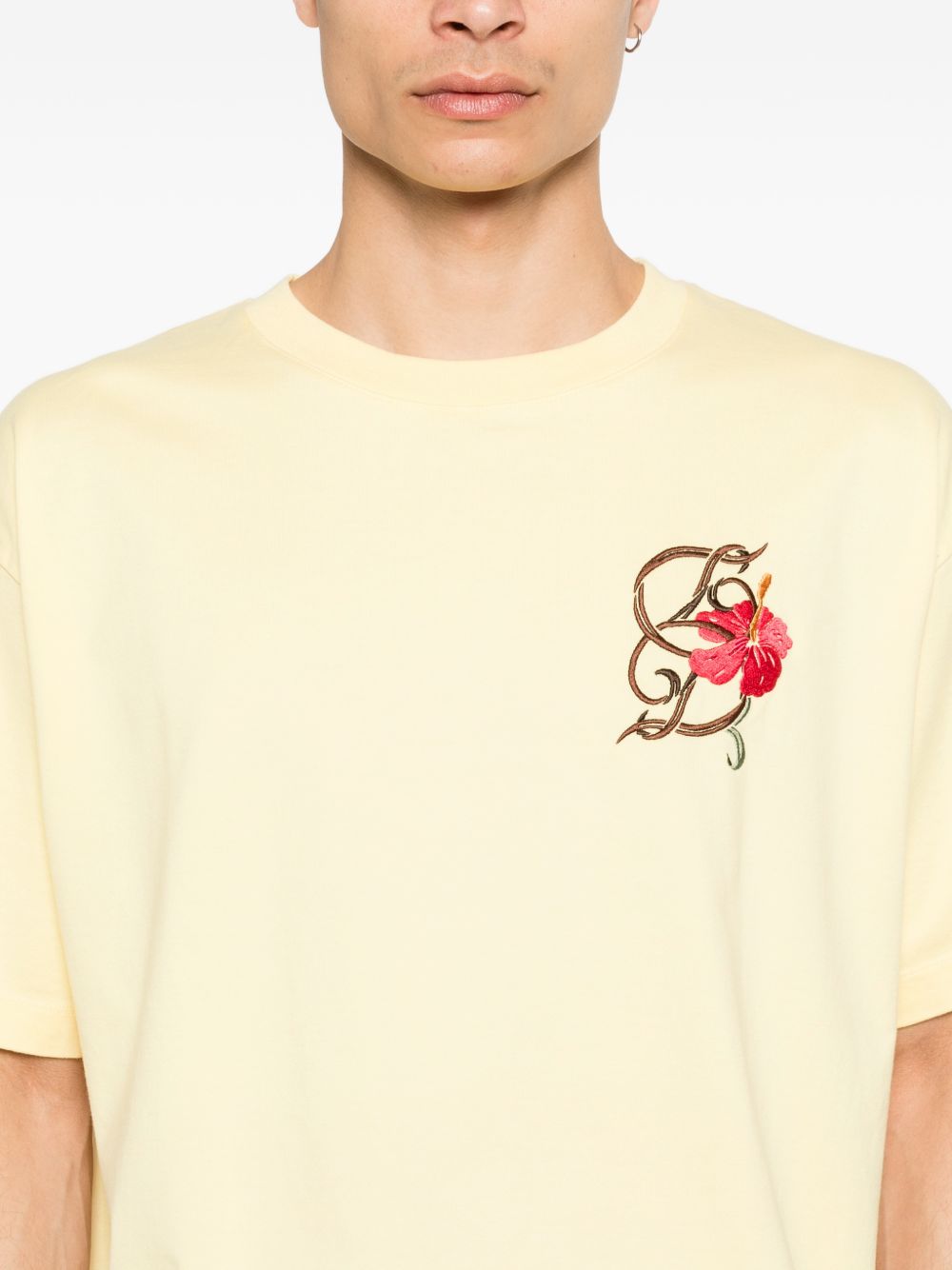 T-shirt D Hibiscus Brodée in giallo Drole de monsieur - uomo 