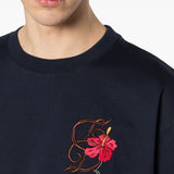 T-shirt D Hibiscus Brodée in blu Drole de monsieur - uomo 