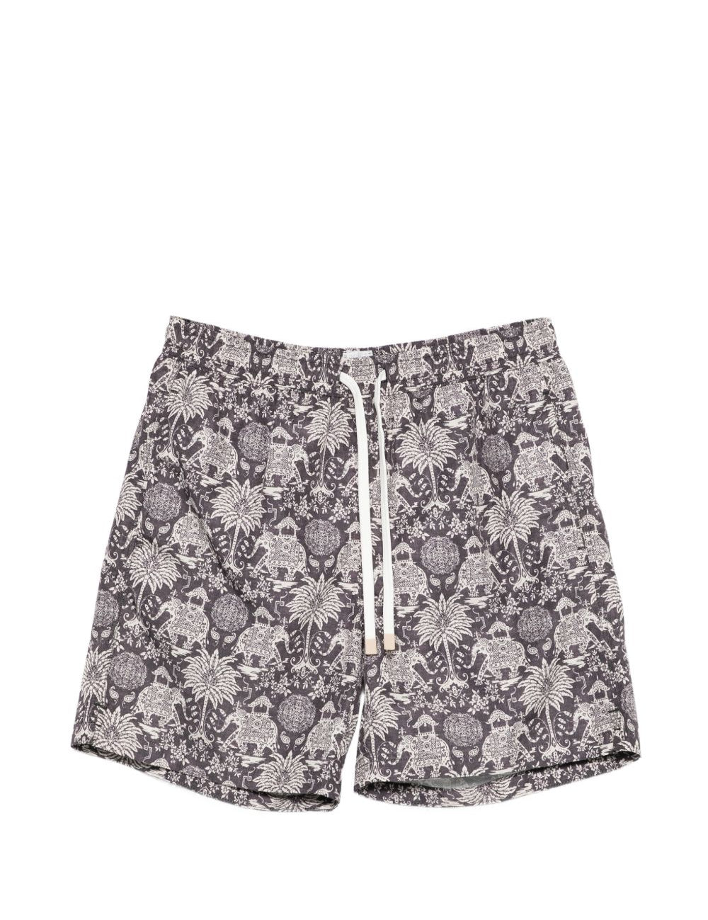 Pantaloncini da bagno con coulisse stampati in nero Eleventy - uomo 