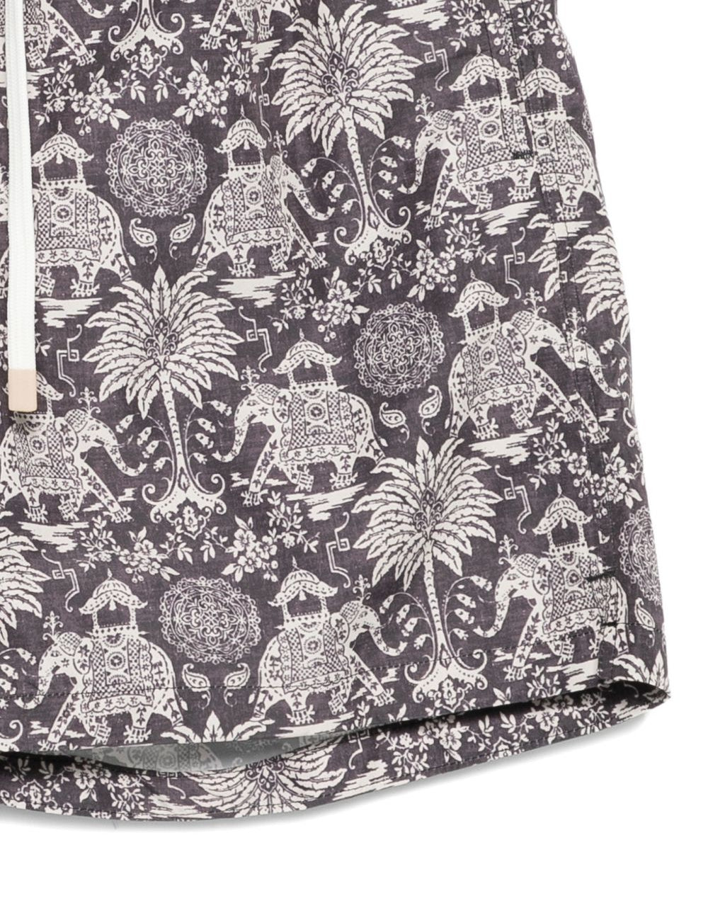 Pantaloncini da bagno con coulisse stampati in nero Eleventy - uomo 