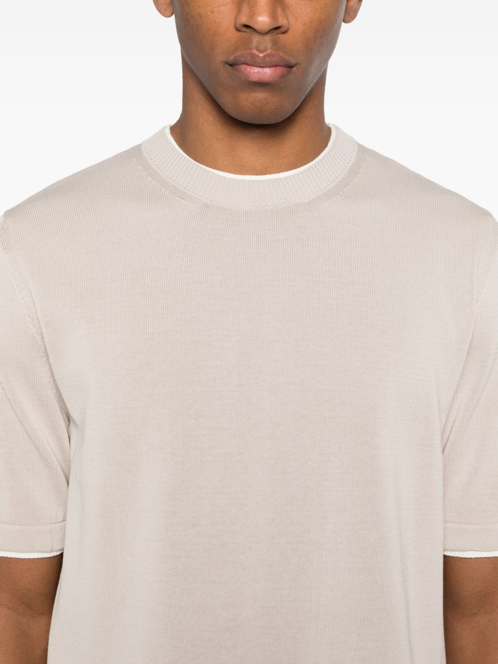 Maglione con scollo rotondo e rifiniture in beige Eleventy - uomo 