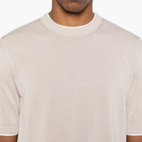 Maglione con scollo rotondo e rifiniture in beige Eleventy - uomo 