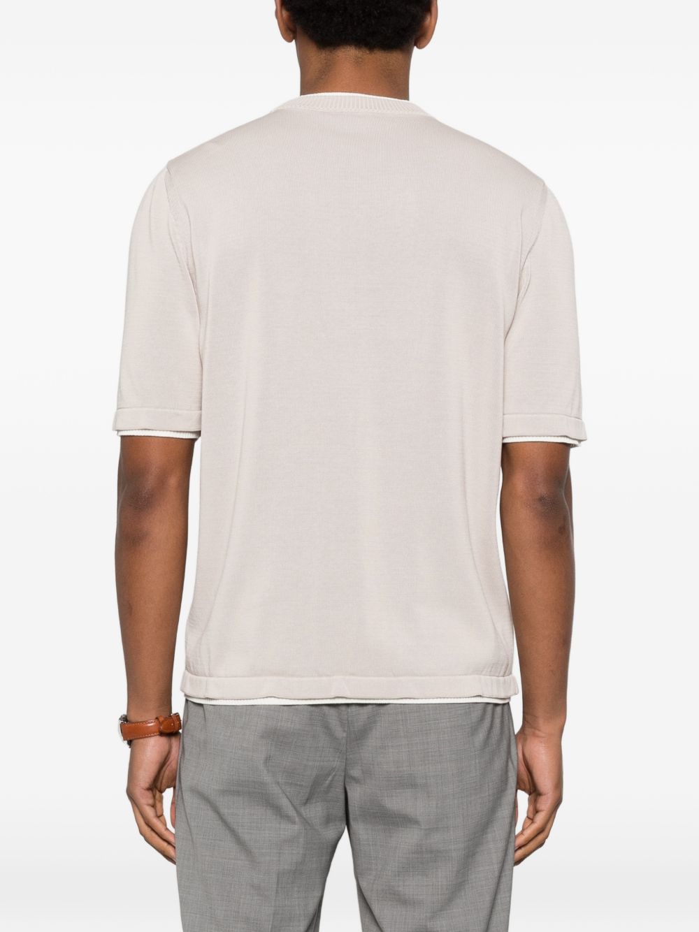Maglione con scollo rotondo e rifiniture in beige Eleventy - uomo 