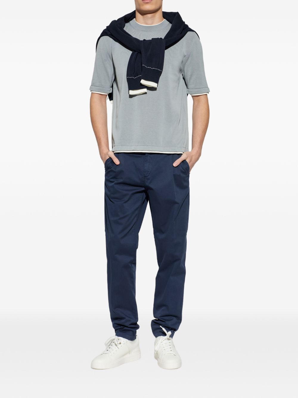 T-shirt in maglia a coste in azzurro Eleventy - uomo 