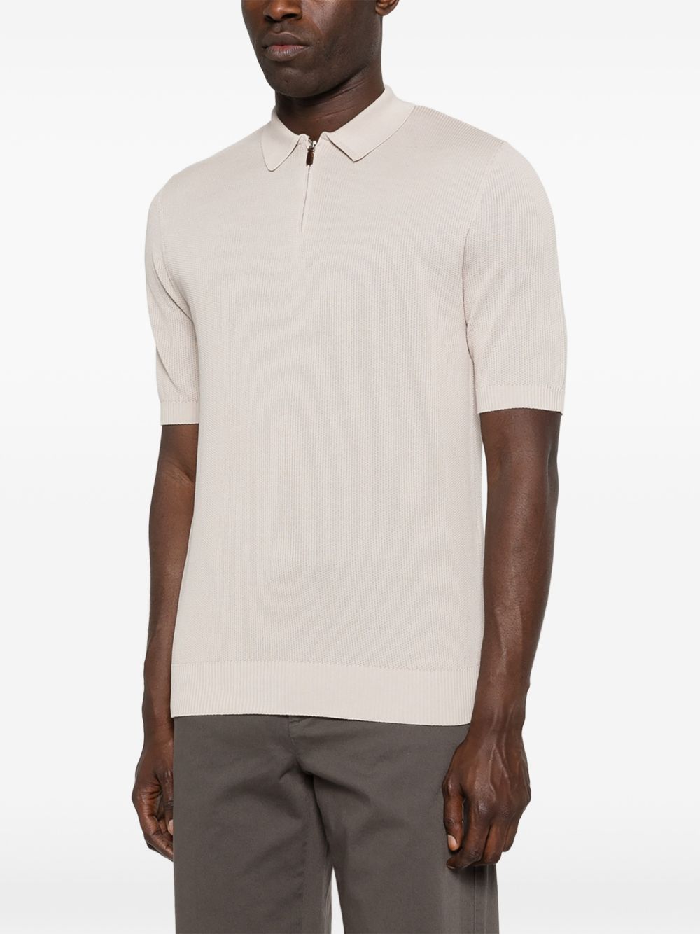 Polo con zip in beige Eleventy - uomo 