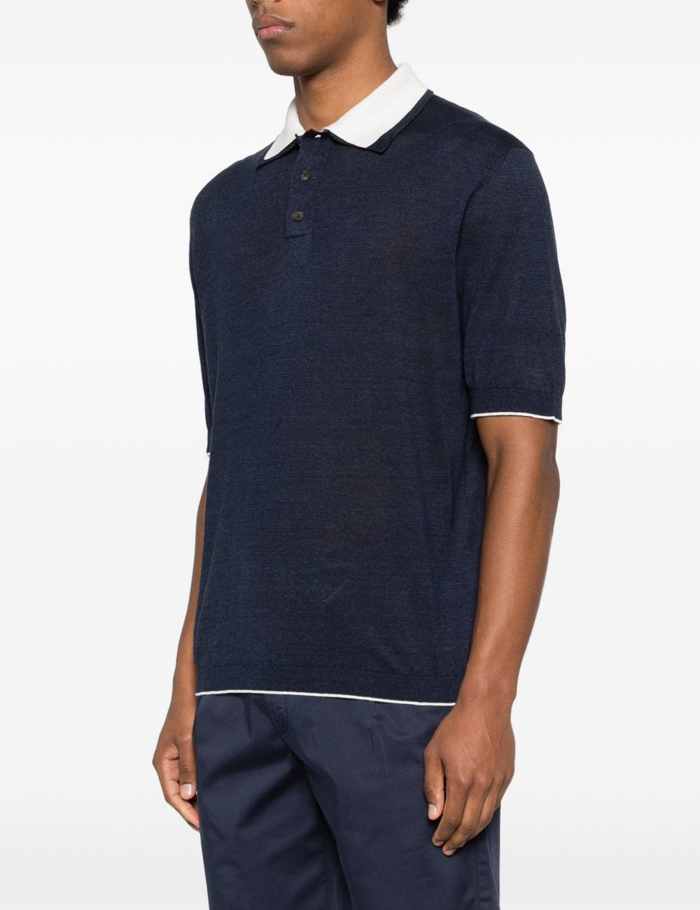 Polo con bordo a contrasto in blu Eleventy - uomo 