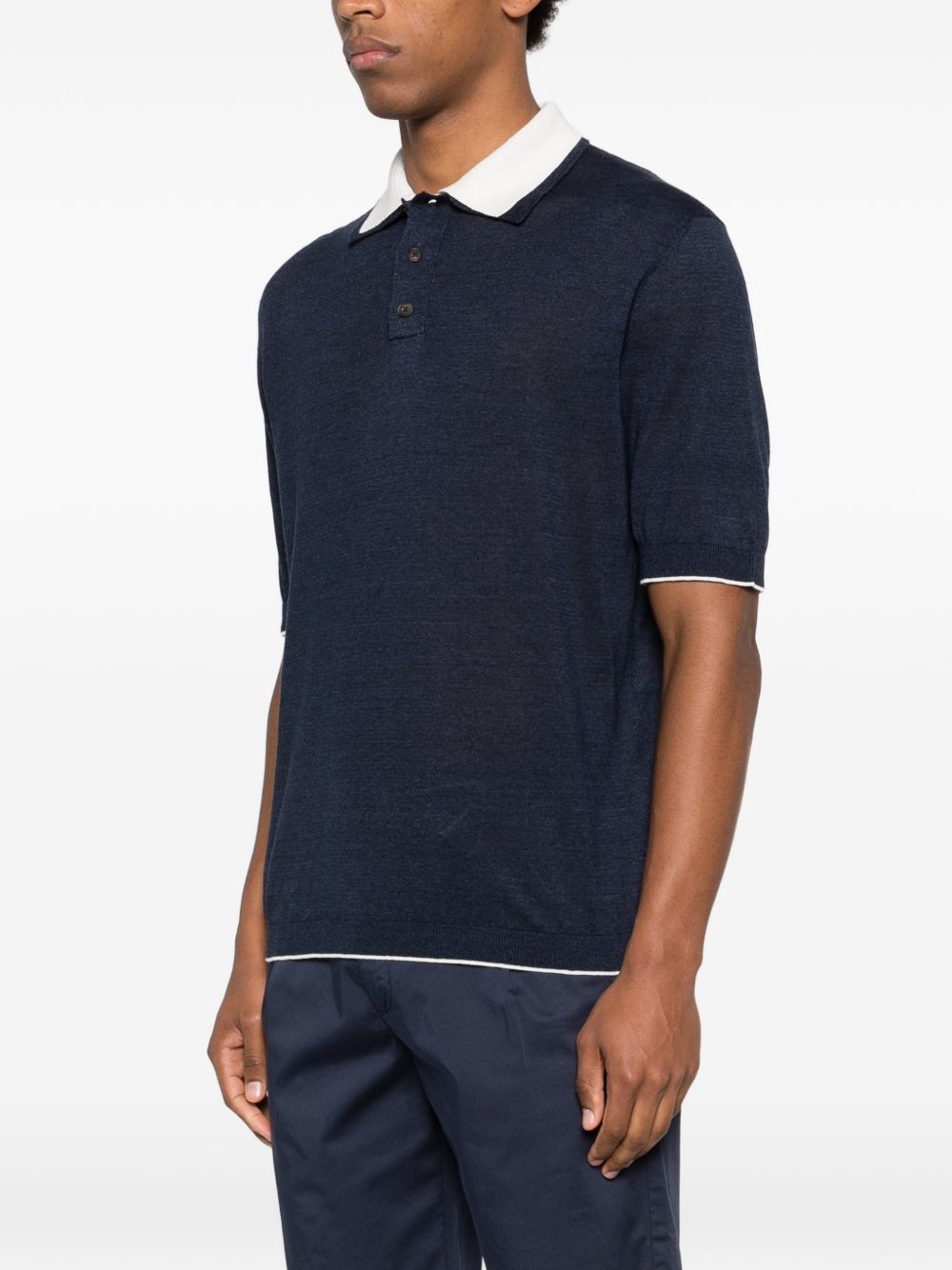 Polo con bordo a contrasto in blu Eleventy - uomo 