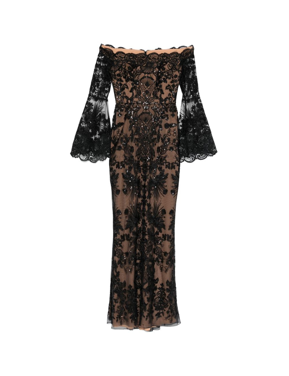 Abito maxi in pizzo in nero Elie saab - donna 