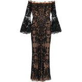 Abito maxi in pizzo in nero Elie saab - donna 