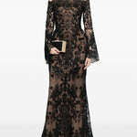 Abito maxi in pizzo in nero Elie saab - donna 