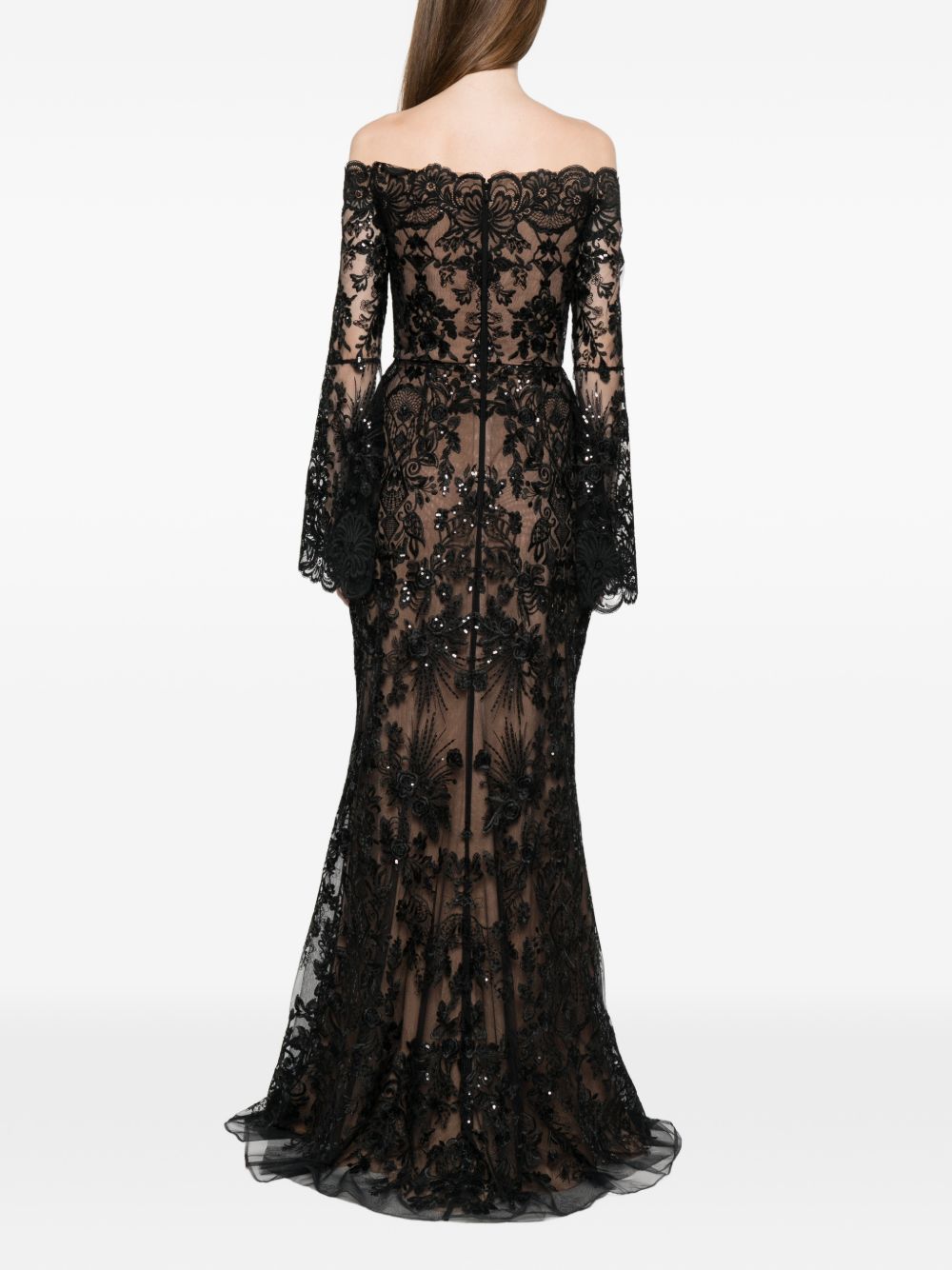 Abito maxi in pizzo in nero Elie saab - donna 