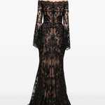 Abito maxi in pizzo in nero Elie saab - donna 