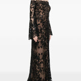 Abito maxi in pizzo in nero Elie saab - donna 