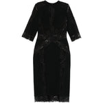 Abito midi in pizzo floreale in nero Elie saab - donna 