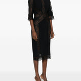 Abito midi in pizzo floreale in nero Elie saab - donna 