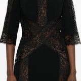 Abito midi in pizzo floreale in nero Elie saab - donna 