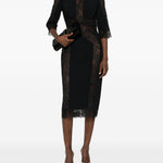 Abito midi in pizzo floreale in nero Elie saab - donna 