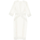 Abito midi con pannelli in pizzo in bianco Elie saab - donna 