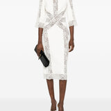 Abito midi con pannelli in pizzo in bianco Elie saab - donna 