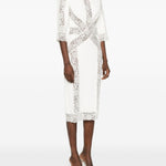 Abito midi con pannelli in pizzo in bianco Elie saab - donna 