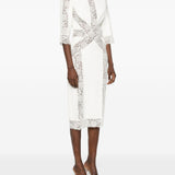 Abito midi con pannelli in pizzo in bianco Elie saab - donna 
