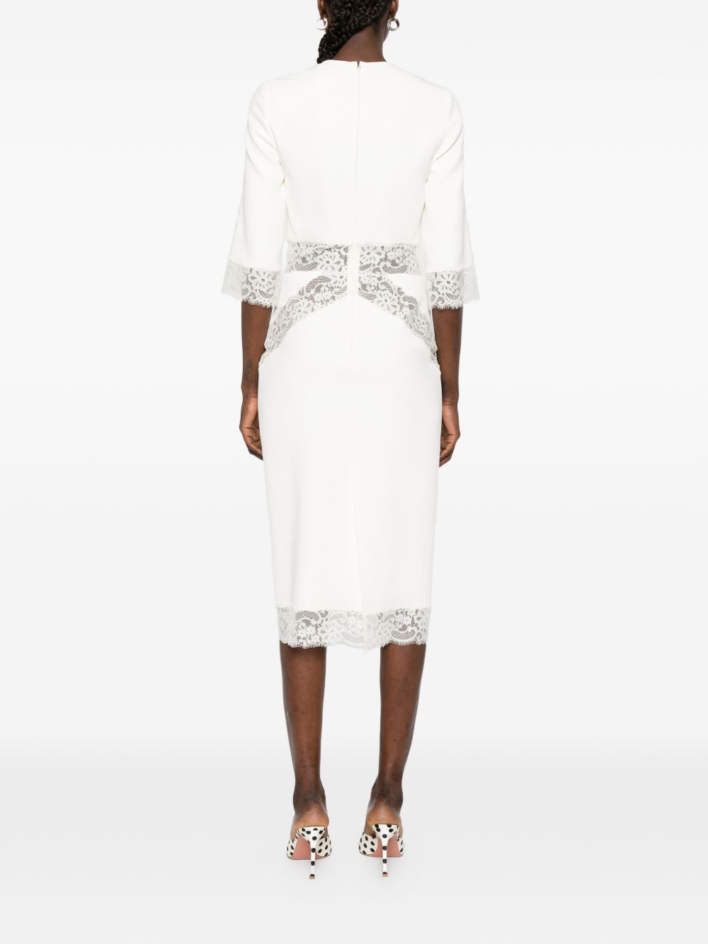 Abito midi con pannelli in pizzo in bianco Elie saab - donna 