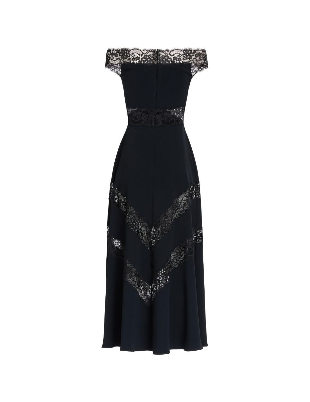 Abito midi in pizzo con spalle scoperte in nero Elie saab - donna 