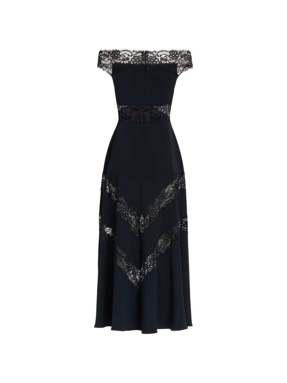 Abito midi in pizzo con spalle scoperte in nero Elie saab - donna 