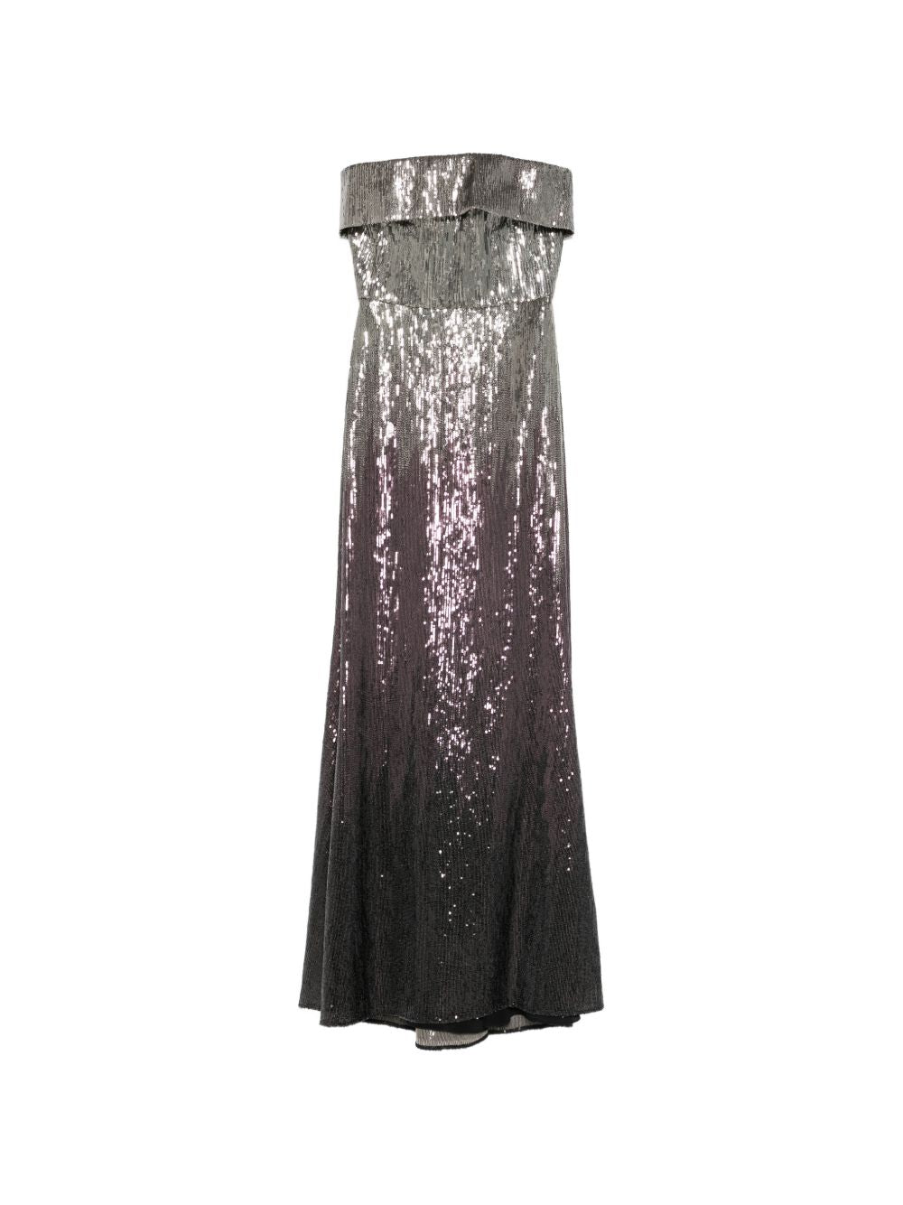 Abito lungo senza spalline con paillettes in argento e viola Elie saab - donna 