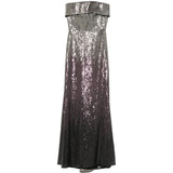 Abito lungo senza spalline con paillettes in argento e viola Elie saab - donna 