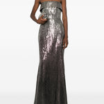 Abito lungo senza spalline con paillettes in argento e viola Elie saab - donna 