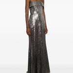 Abito lungo senza spalline con paillettes in argento e viola Elie saab - donna 