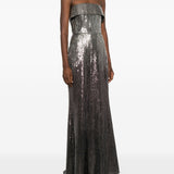 Abito lungo senza spalline con paillettes in argento e viola Elie saab - donna 