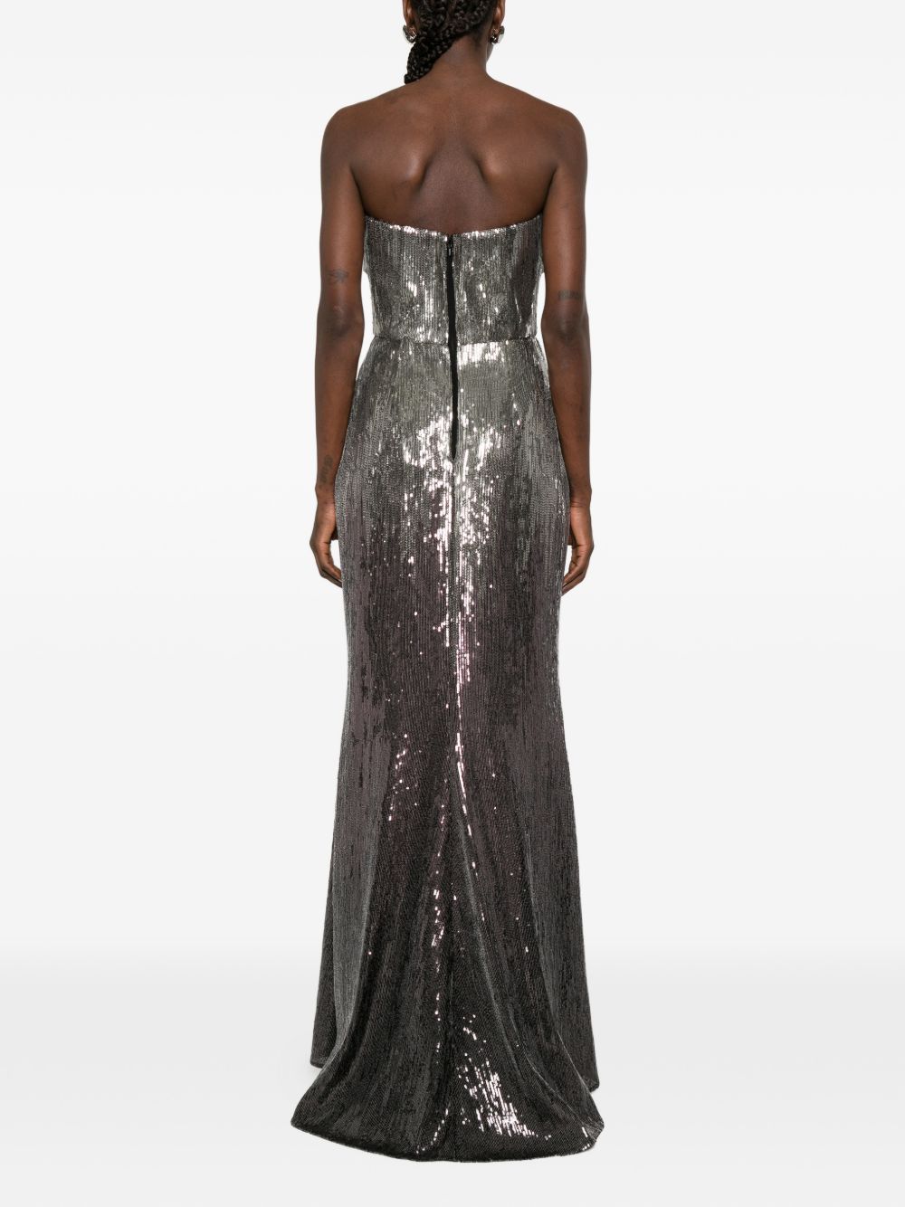 Abito lungo senza spalline con paillettes in argento e viola Elie saab - donna 