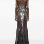 Abito lungo senza spalline con paillettes in argento e viola Elie saab - donna 