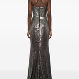 Abito lungo senza spalline con paillettes in argento e viola Elie saab - donna 