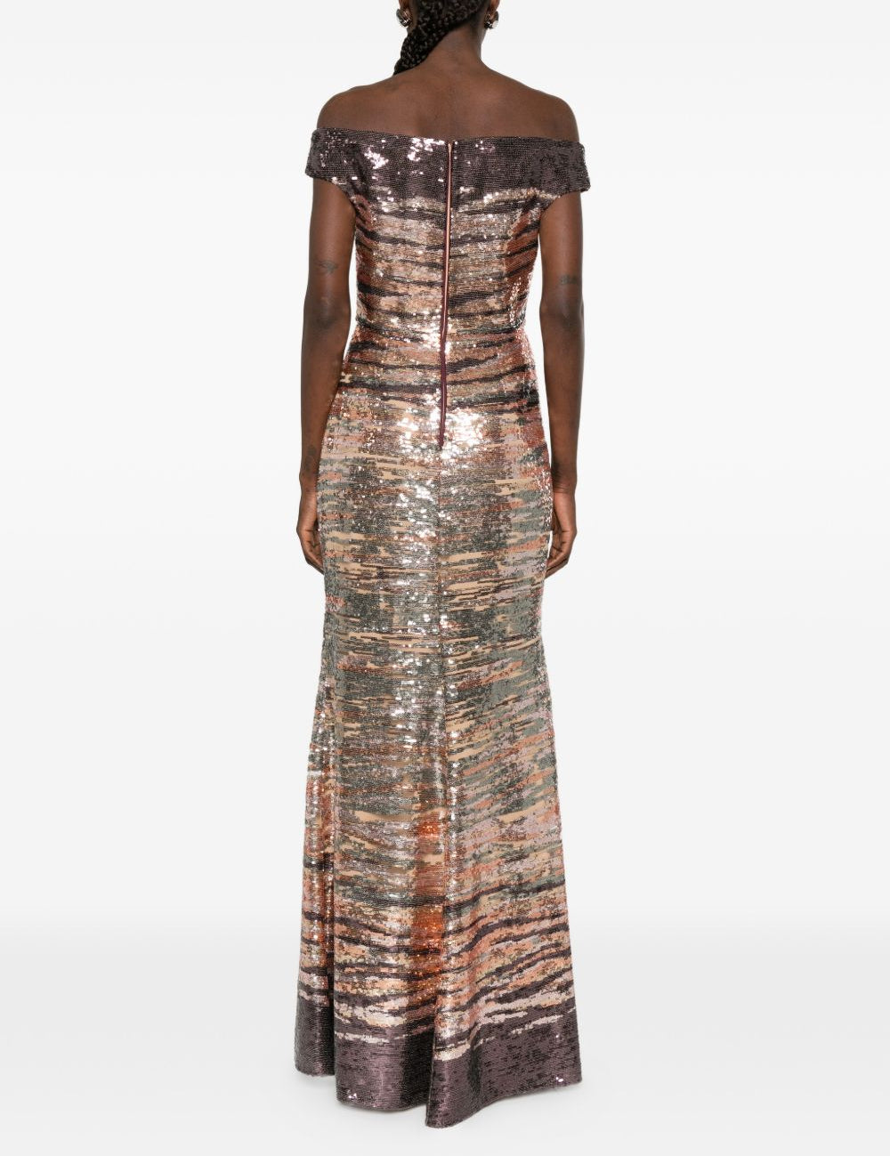 Abito lungo senza spalline con paillettes multicolore Elie saab - donna 