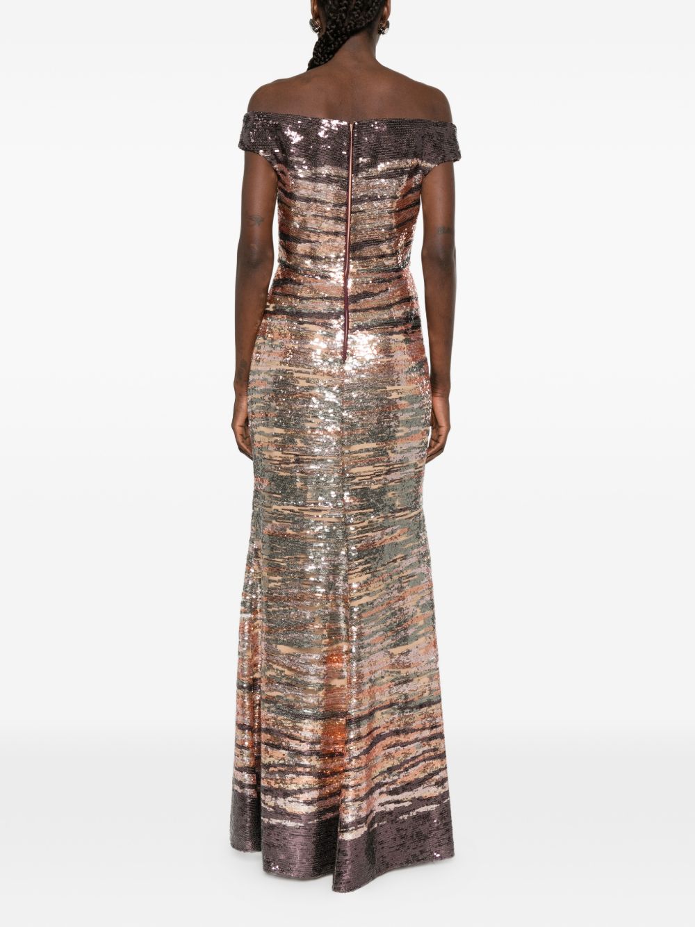 Abito lungo senza spalline con paillettes multicolore Elie saab - donna 