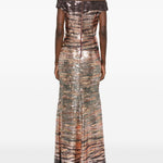 Abito lungo senza spalline con paillettes multicolore Elie saab - donna 