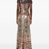 Abito lungo senza spalline con paillettes multicolore Elie saab - donna 