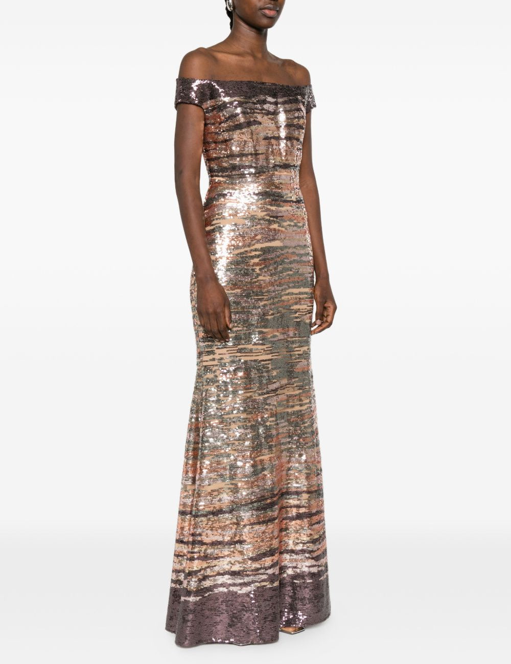 Abito lungo senza spalline con paillettes multicolore Elie saab - donna 