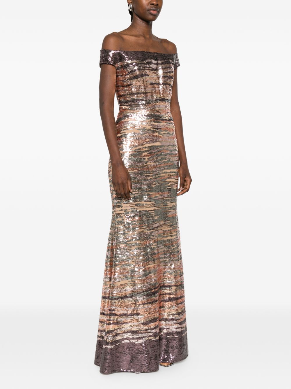 Abito lungo senza spalline con paillettes multicolore Elie saab - donna 