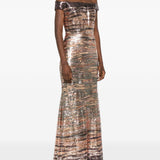 Abito lungo senza spalline con paillettes multicolore Elie saab - donna 