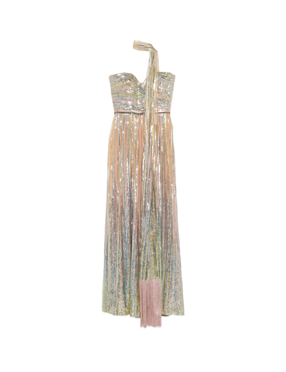 Abito lungo senza spalline con paillettes multicolore Elie saab - donna 