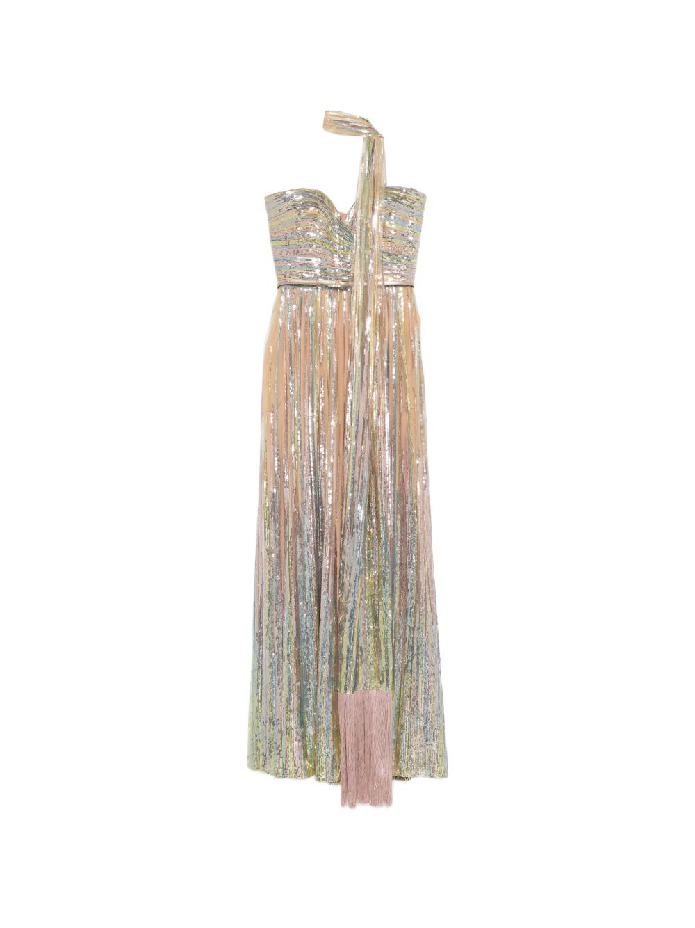 Abito lungo senza spalline con paillettes multicolore Elie saab - donna 