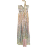 Abito lungo senza spalline con paillettes multicolore Elie saab - donna 